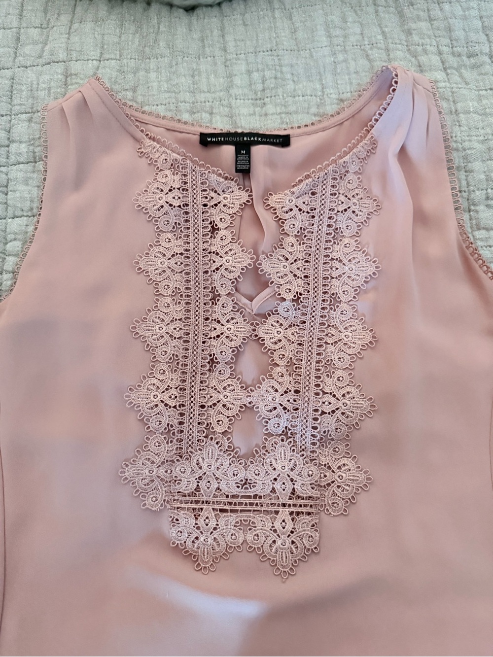 White House Black Market Soft Blush Pink Lace-Front Sleeveless Camisole